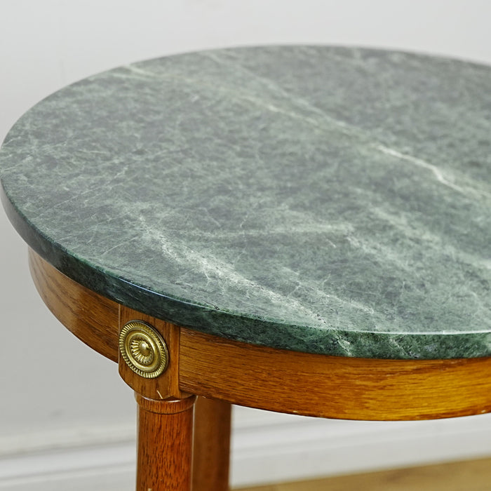 18x16x25-Inch Green Marble Top Side Table with Gold Accents