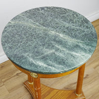 18x16x25-Inch Green Marble Top Side Table with Gold Accents