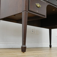 53x25x30-Inch Vintage Wooden Desk with 5 Drawers – Brass Handles