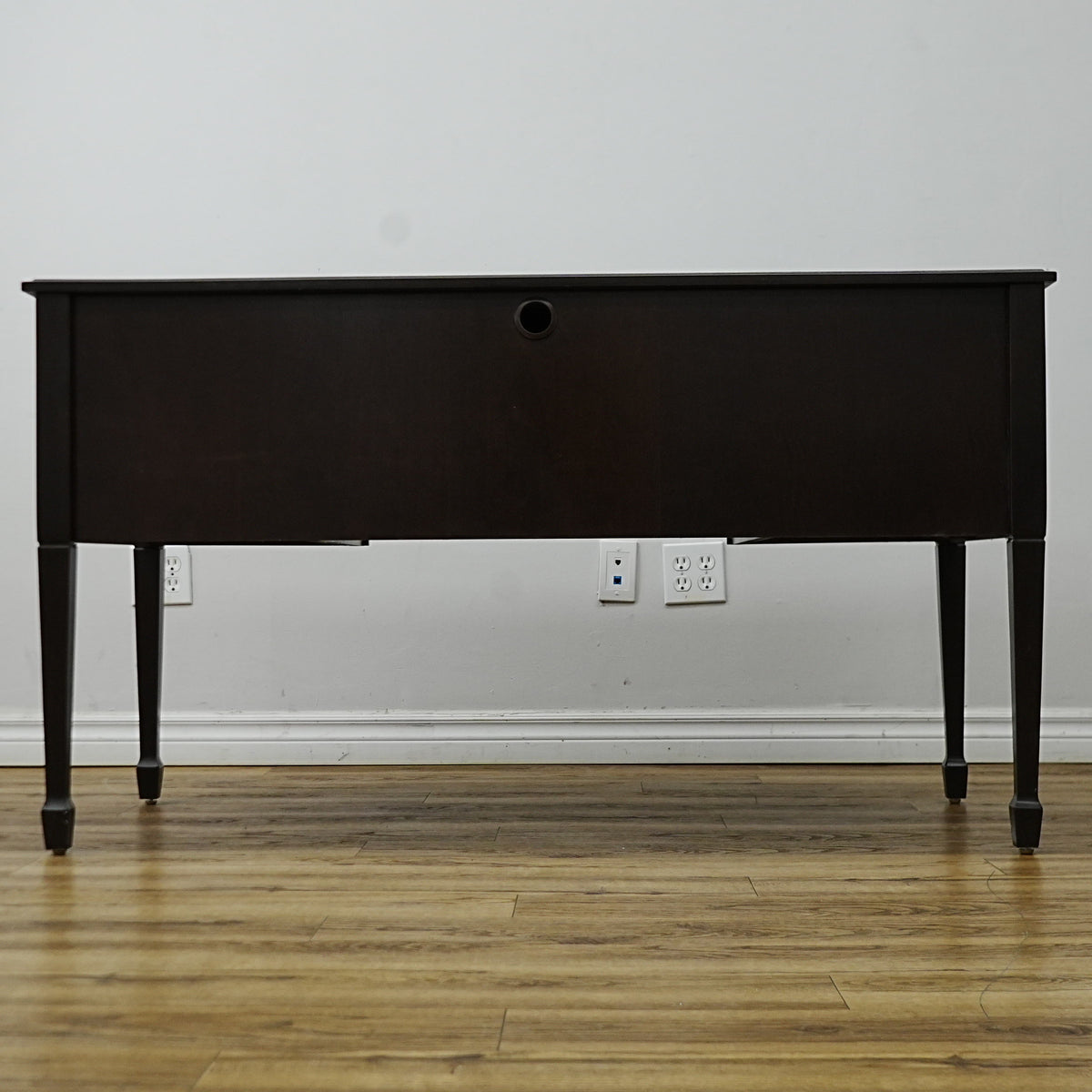 53x25x30-Inch Vintage Wooden Desk with 5 Drawers – Brass Handles