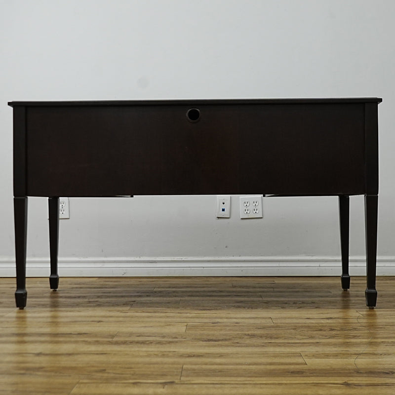 53x25x30-Inch Vintage Wooden Desk with 5 Drawers – Brass Handles