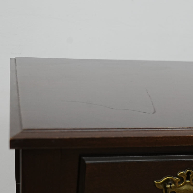 53x25x30-Inch Vintage Wooden Desk with 5 Drawers – Brass Handles