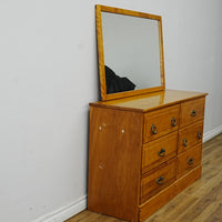 48x16x30-Inch Honey Wooden Dresser with 40x26 Mirror – Ornate Handles