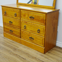 48x16x30-Inch Honey Wooden Dresser with 40x26 Mirror – Ornate Handles
