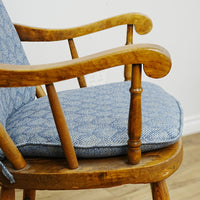 20x31x39-Inch Wooden Rocking Chair – Blue Herringbone Cushions