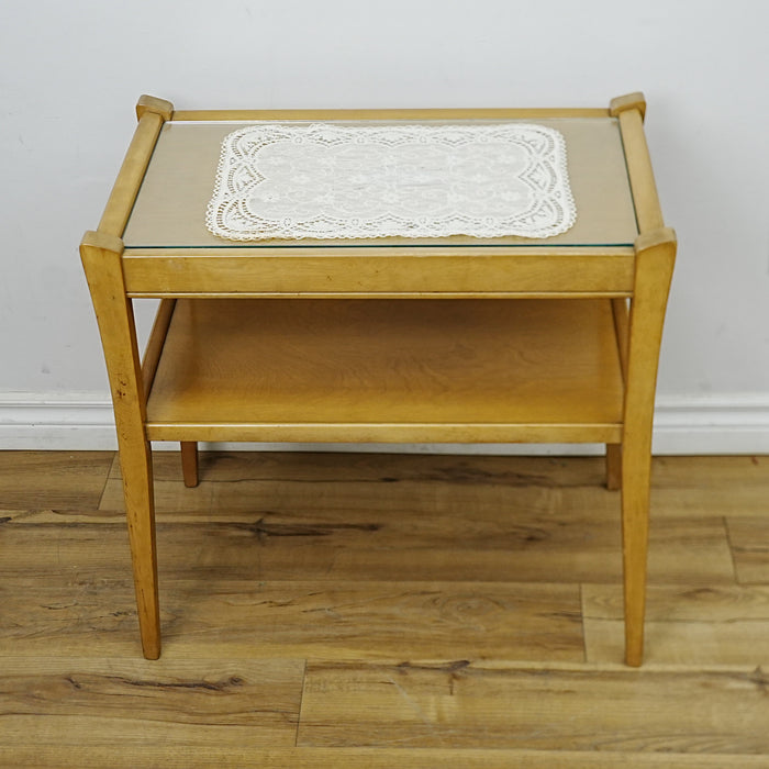 25x15x24-Inch Compact Glass-Top Side Table – Lower Shelf