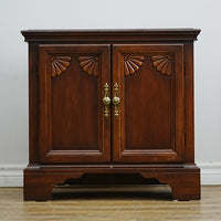 26x17x25-Inch Amber Wood Accent Nightstand Cabinet  – Carved Doors