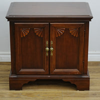 26x17x25-Inch Amber Wood Accent Nightstand Cabinet  – Carved Doors