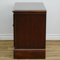 26x17x25-Inch Amber Wood Accent Nightstand Cabinet  – Carved Doors