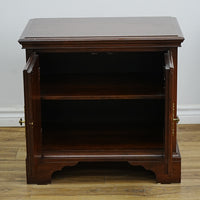26x17x25-Inch Amber Wood Accent Nightstand Cabinet  – Carved Doors