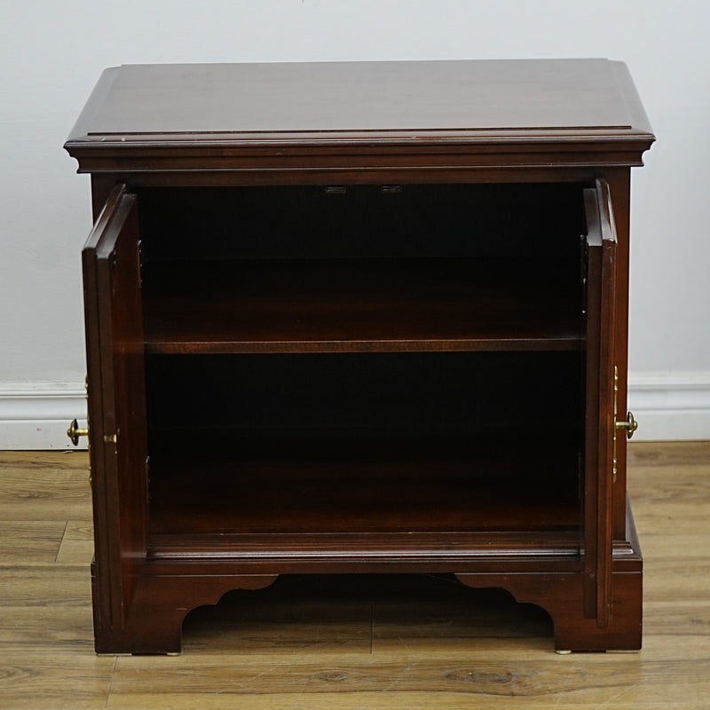 26x17x25-Inch Amber Wood Accent Nightstand Cabinet  – Carved Doors