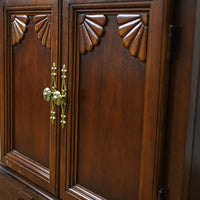 26x17x25-Inch Amber Wood Accent Nightstand Cabinet  – Carved Doors