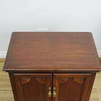 26x17x25-Inch Amber Wood Accent Nightstand Cabinet  – Carved Doors