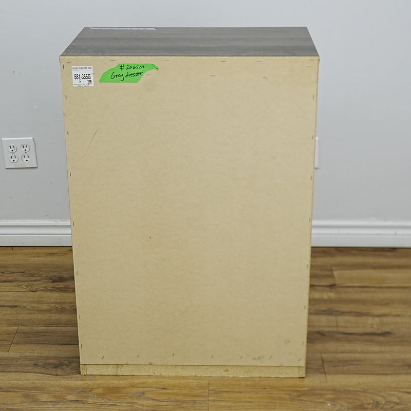25x16x36-Inch Compact 5‑Drawer Unit – Dark Veneer with Silver Handles
