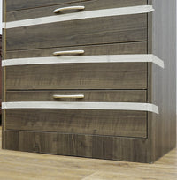 25x16x36-Inch Compact 5‑Drawer Unit – Dark Veneer with Silver Handles