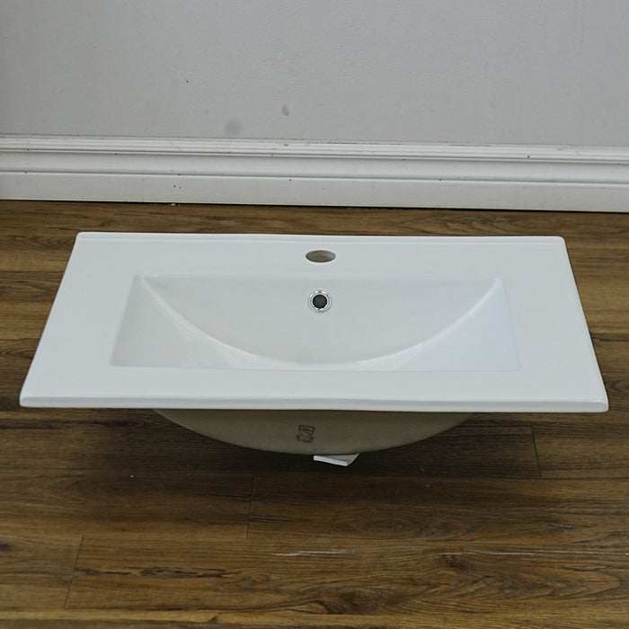 24x18-Inch – White Ceramic Drop‑In Bathroom Sink: 1 Faucet Hole – LJ‑9260