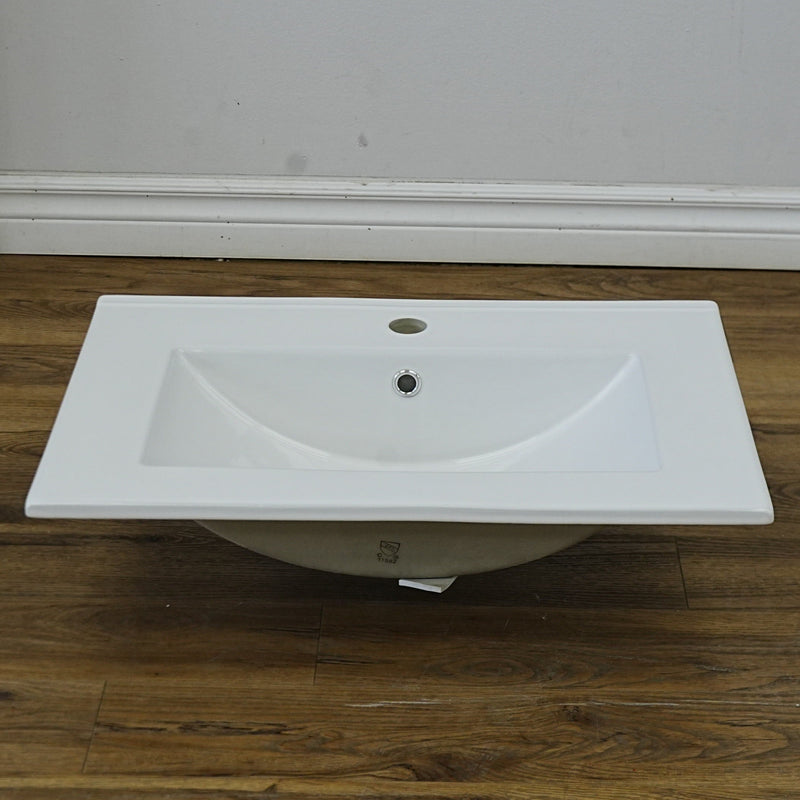 24x18-Inch – White Ceramic Drop‑In Bathroom Sink: 1 Faucet Hole – LJ‑9260