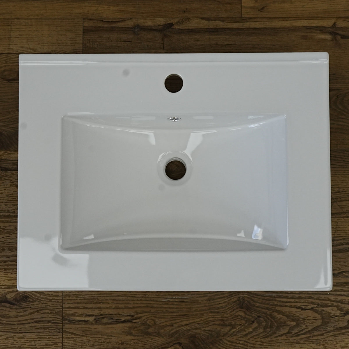 24x18-Inch – White Ceramic Drop‑In Bathroom Sink: 1 Faucet Hole – LJ‑9260