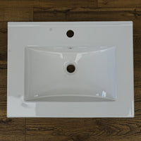 24x18-Inch – White Ceramic Drop‑In Bathroom Sink: 1 Faucet Hole – LJ‑9260