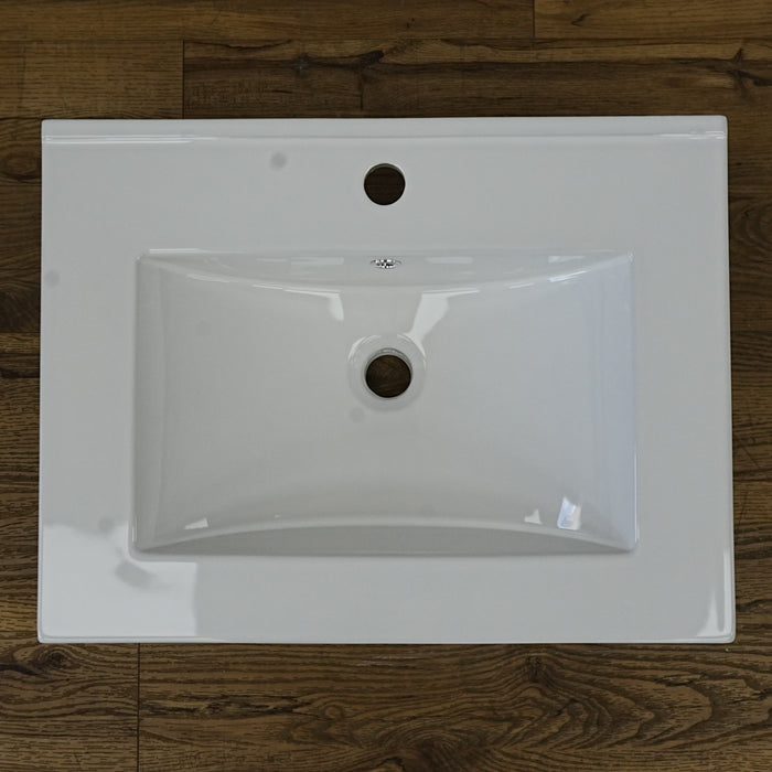 24x18-Inch – White Ceramic Drop‑In Bathroom Sink: 1 Faucet Hole – LJ‑9260