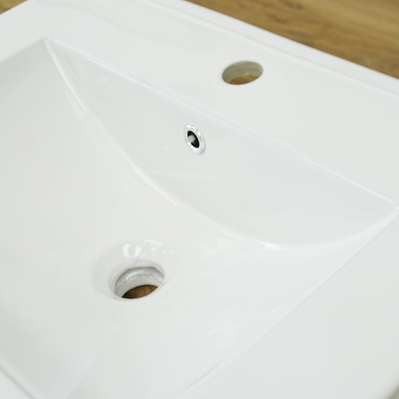 24x18-Inch – White Ceramic Drop‑In Bathroom Sink: 1 Faucet Hole – LJ‑9260