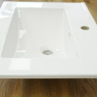 24x18-Inch – White Ceramic Drop‑In Bathroom Sink: 1 Faucet Hole – LJ‑9260