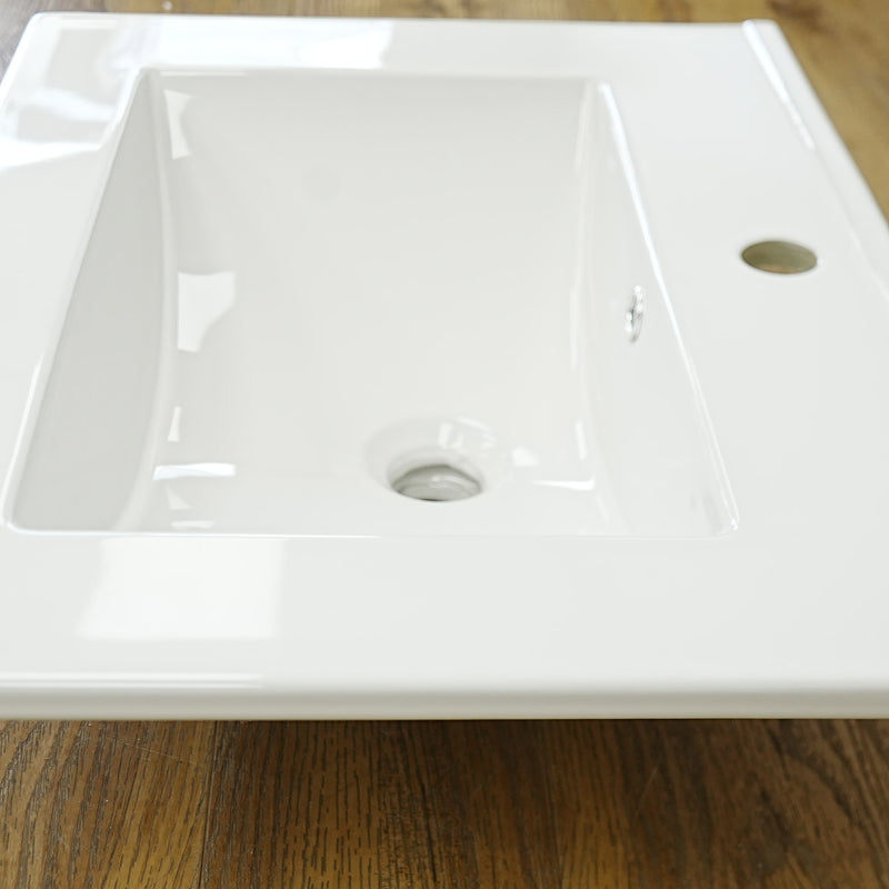 24x18-Inch – White Ceramic Drop‑In Bathroom Sink: 1 Faucet Hole – LJ‑9260