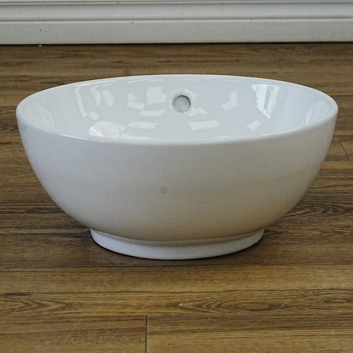 15-Inch – White Ceramic Vessel Bathroom Sink – Gloss Finish