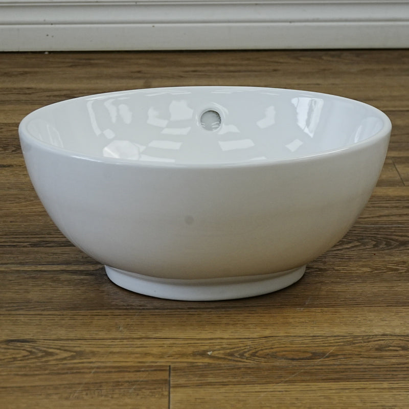 15-Inch – White Ceramic Vessel Bathroom Sink – Gloss Finish