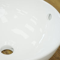 15-Inch – White Ceramic Vessel Bathroom Sink – Gloss Finish