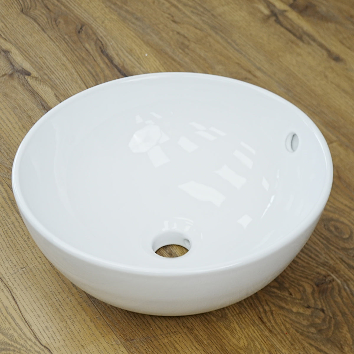 15-Inch – White Ceramic Vessel Bathroom Sink – Gloss Finish