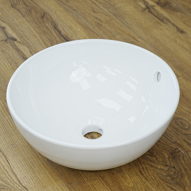 15-Inch – White Ceramic Vessel Bathroom Sink – Gloss Finish