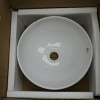 15-Inch – White Ceramic Vessel Bathroom Sink – Gloss Finish