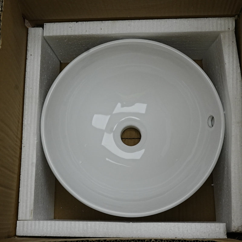15-Inch – White Ceramic Vessel Bathroom Sink – Gloss Finish