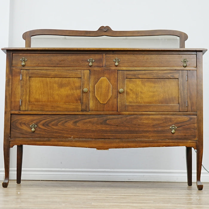 55x21x48-Inch Brown Dining Buffets Server – Drawers, Cabinet, and Mirror