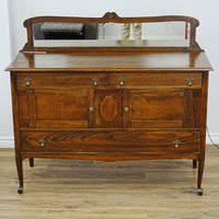 55x21x48-Inch Brown Dining Buffets Server – Drawers, Cabinet, and Mirror