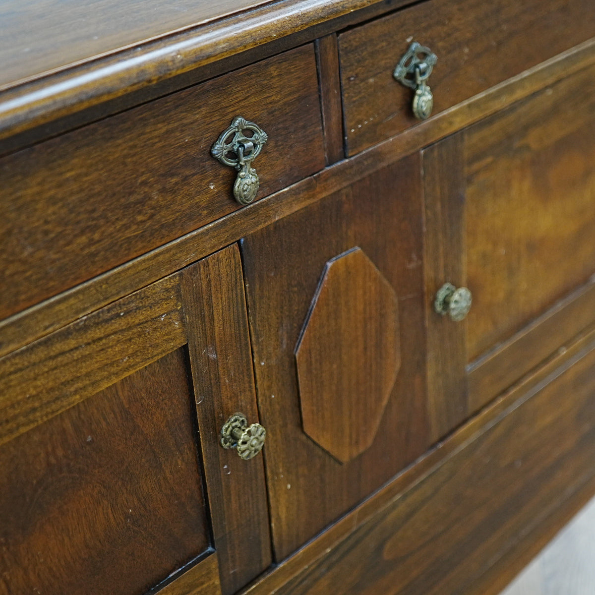 55x21x48-Inch Brown Dining Buffets Server – Drawers, Cabinet, and Mirror