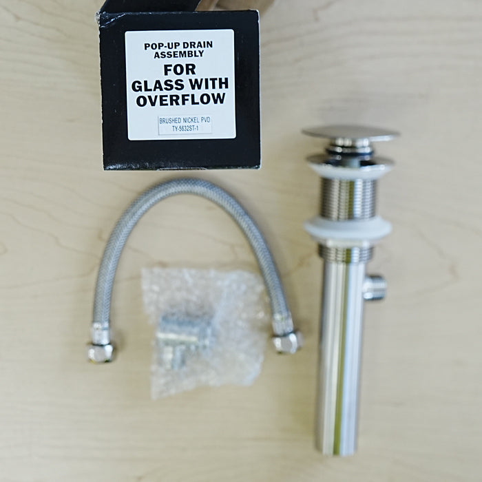 B. Nickel Pop-up Glass Drain & Overflow for Bathroom Sink – TY-5632ST-1