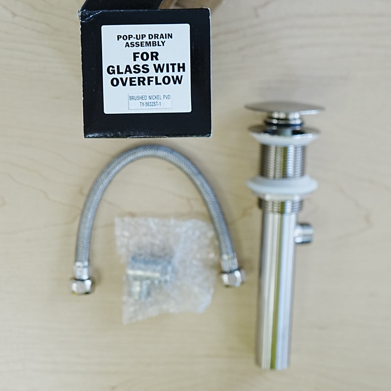 B. Nickel Pop-up Glass Drain & Overflow for Bathroom Sink – TY-5632ST-1
