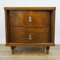 24x16x24-Inch – Mid-Century 2-Drawer Wooden Nightstand