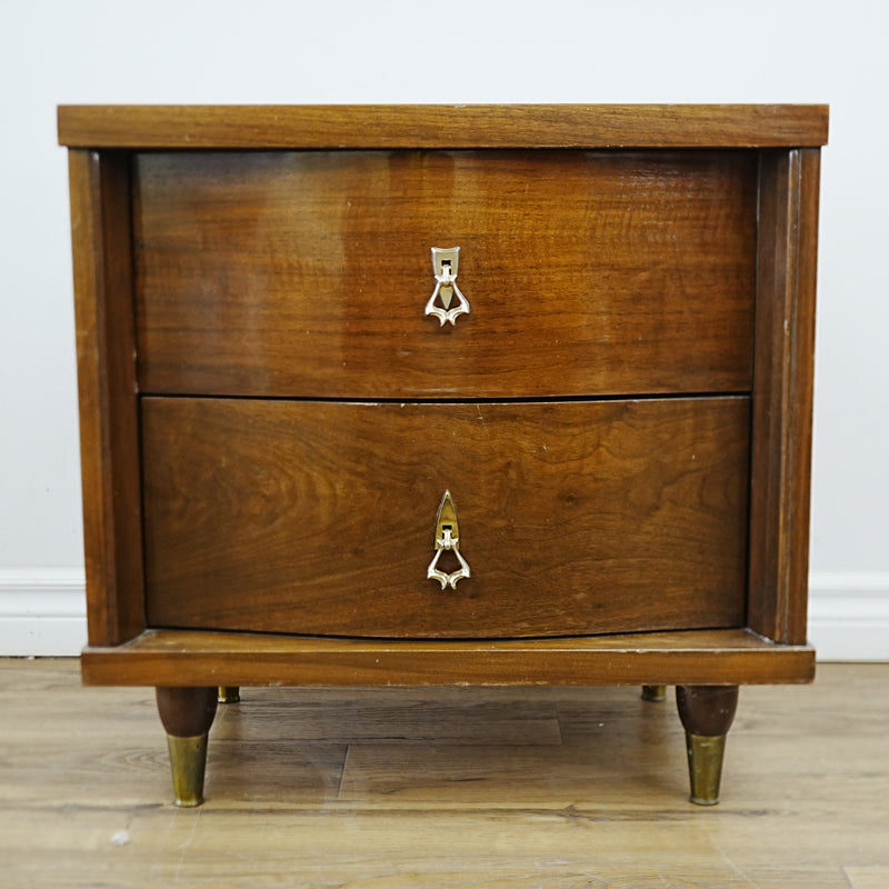 24x16x24-Inch – Mid-Century 2-Drawer Wooden Nightstand