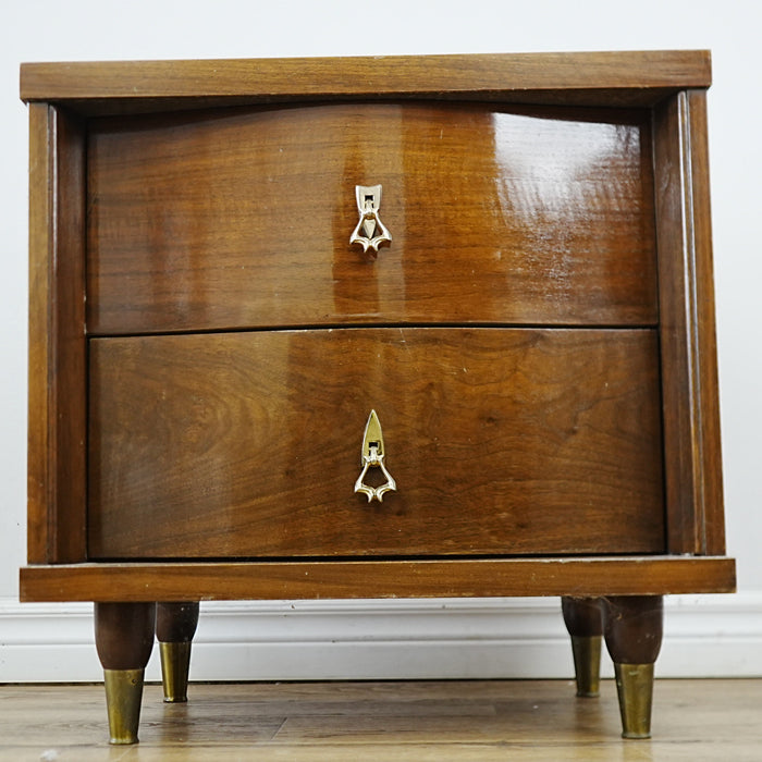 24x16x24-Inch – Mid-Century 2-Drawer Wooden Nightstand