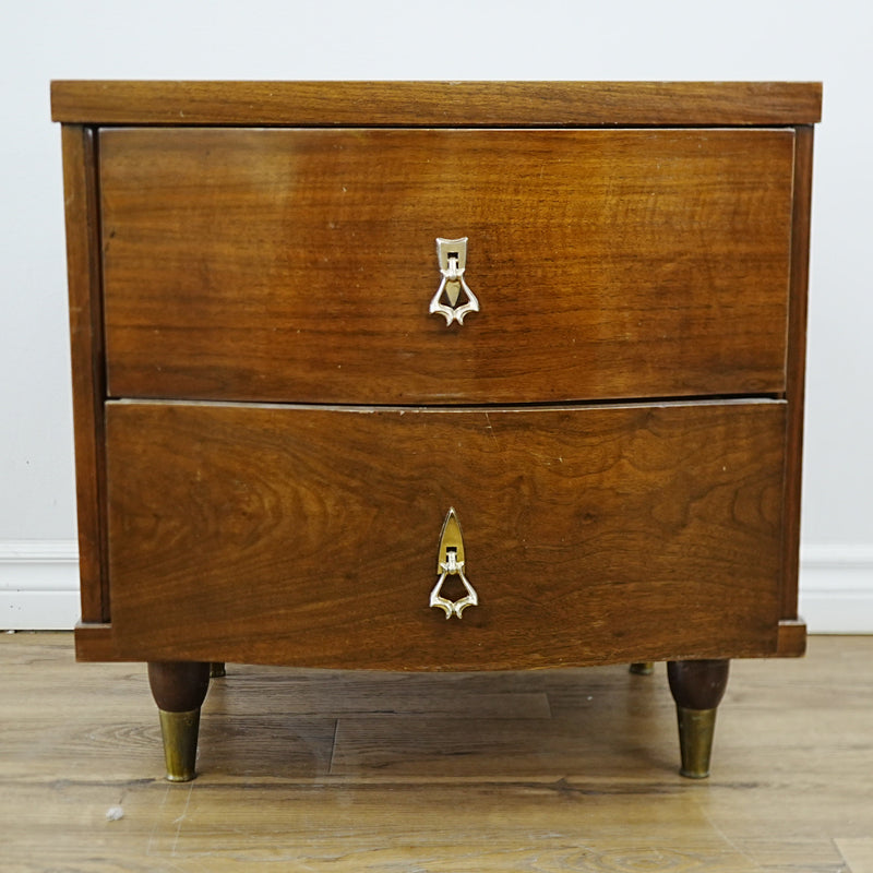 24x16x24-Inch – Mid-Century 2-Drawer Wooden Nightstand