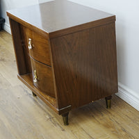 24x16x24-Inch – Mid-Century 2-Drawer Wooden Nightstand