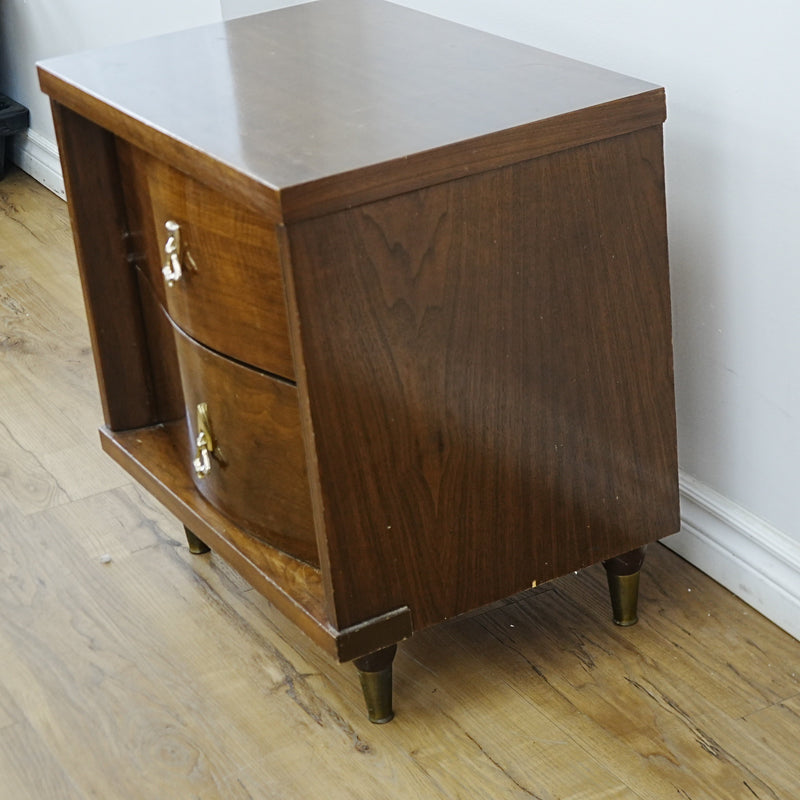 24x16x24-Inch – Mid-Century 2-Drawer Wooden Nightstand