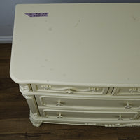 56x18x33-Inch – Victorian Cream Dresser with Ornate Carvings, 7 Drawer