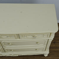56x18x33-Inch – Victorian Cream Dresser with Ornate Carvings, 7 Drawer