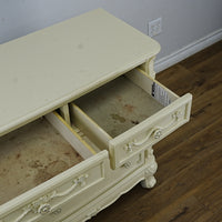 56x18x33-Inch – Victorian Cream Dresser with Ornate Carvings, 7 Drawer