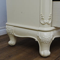 56x18x33-Inch – Victorian Cream Dresser with Ornate Carvings, 7 Drawer