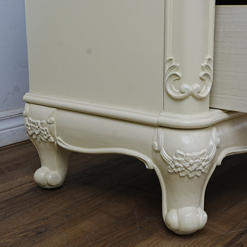 56x18x33-Inch – Victorian Cream Dresser with Ornate Carvings, 7 Drawer